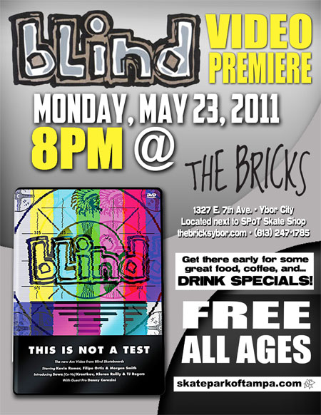 Blind video is showing at The Bricks on Monday